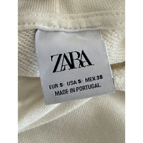 Zara Graphic Hoodie Sz Small White “Brief Romance” Flaming Heart Abstract Art - Picture 3 of 9